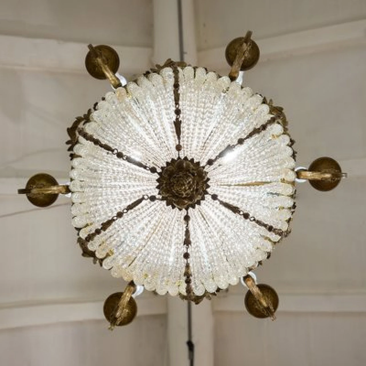 Lampadario stile Impero in bronzo e cristallo, fine '800 9