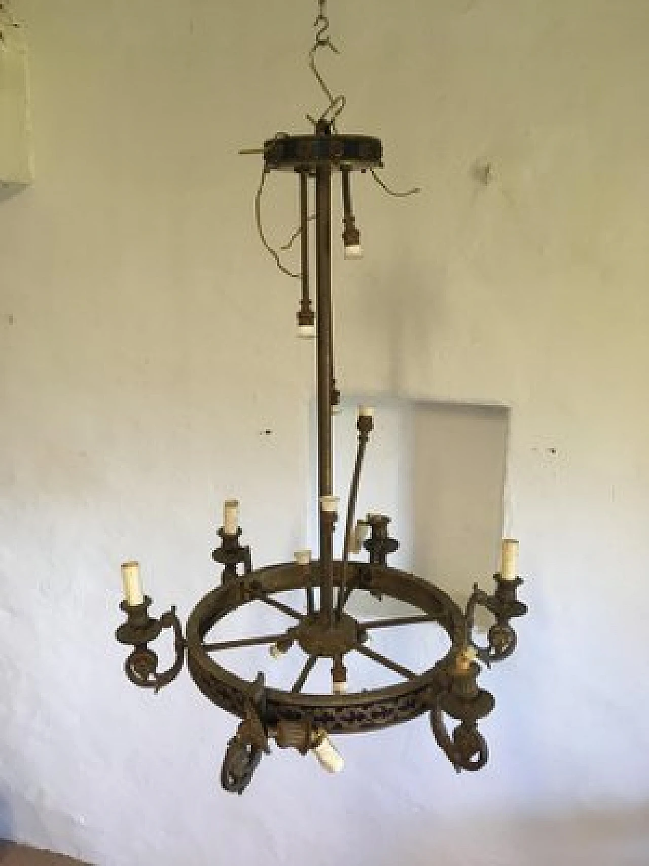 Empire style bronze and crystal chandelier, late 19th century 12