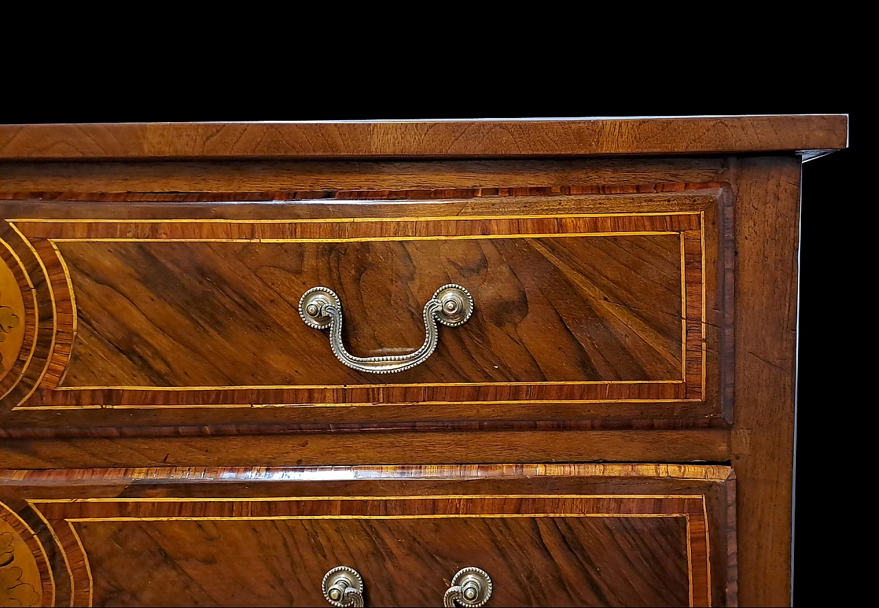 Louis XVI walnut panelled chest of drawers, late 18th century 4
