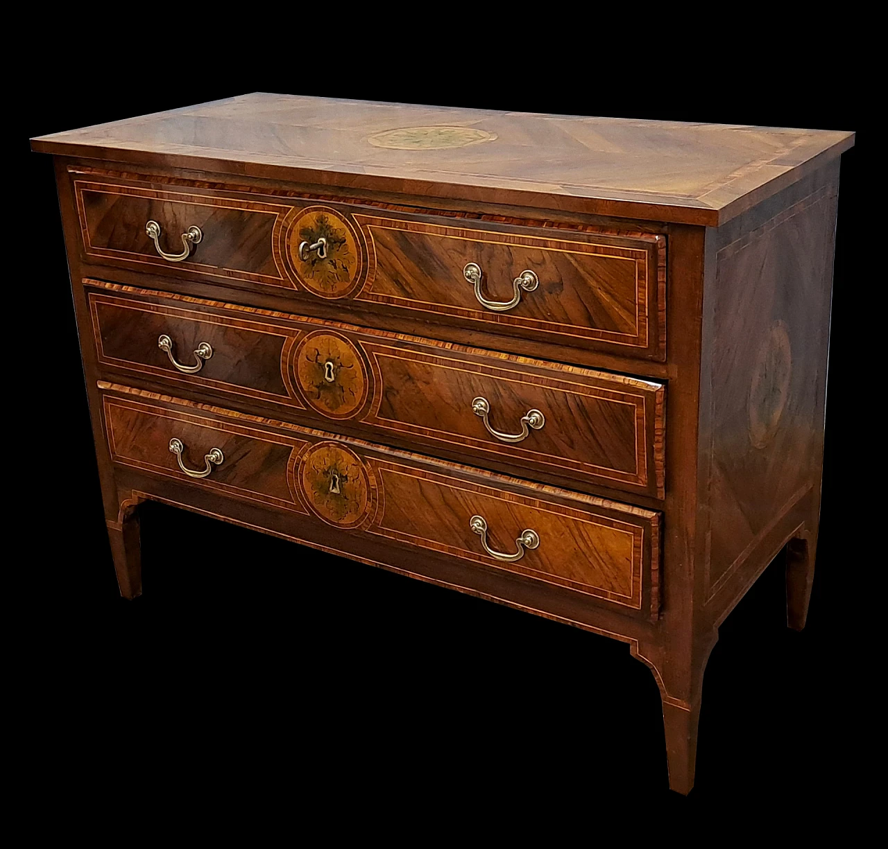 Louis XVI walnut panelled chest of drawers, late 18th century 8
