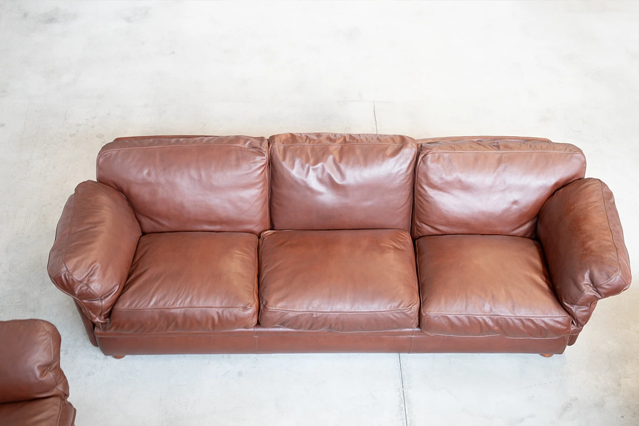 Three-seater sofa and pair of armchairs by Poltrona Frau, 1980s 4