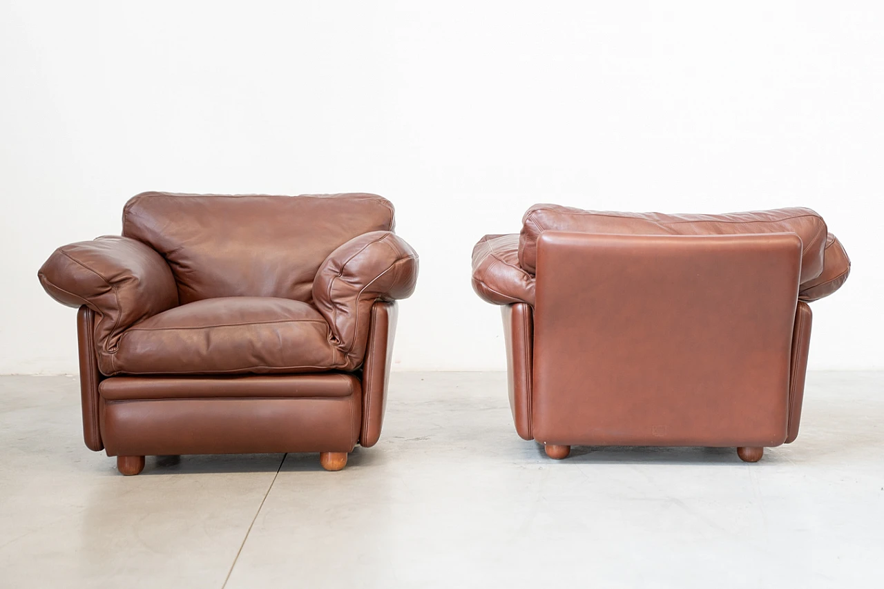 Three-seater sofa and pair of armchairs by Poltrona Frau, 1980s 14