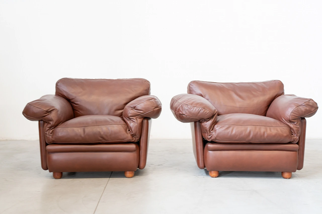 Three-seater sofa and pair of armchairs by Poltrona Frau, 1980s 15