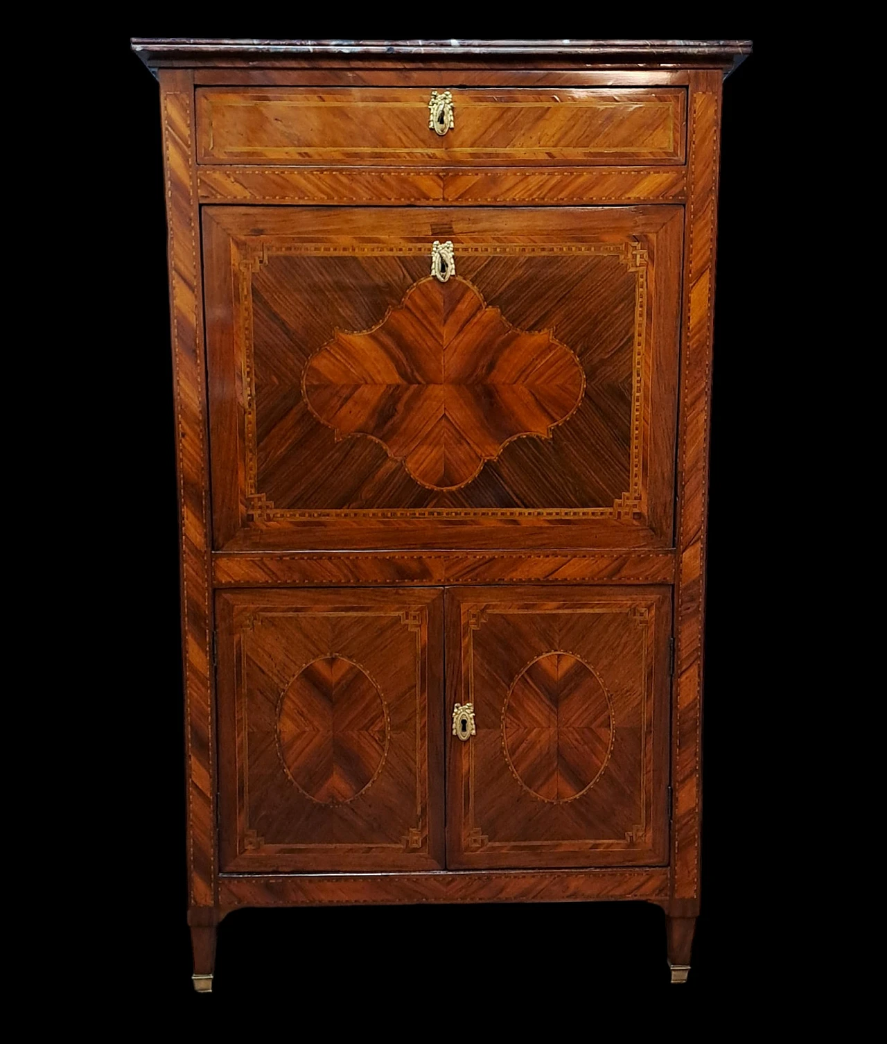 Secretaire Louis XVI panelled in bois de rose and rosewood 1