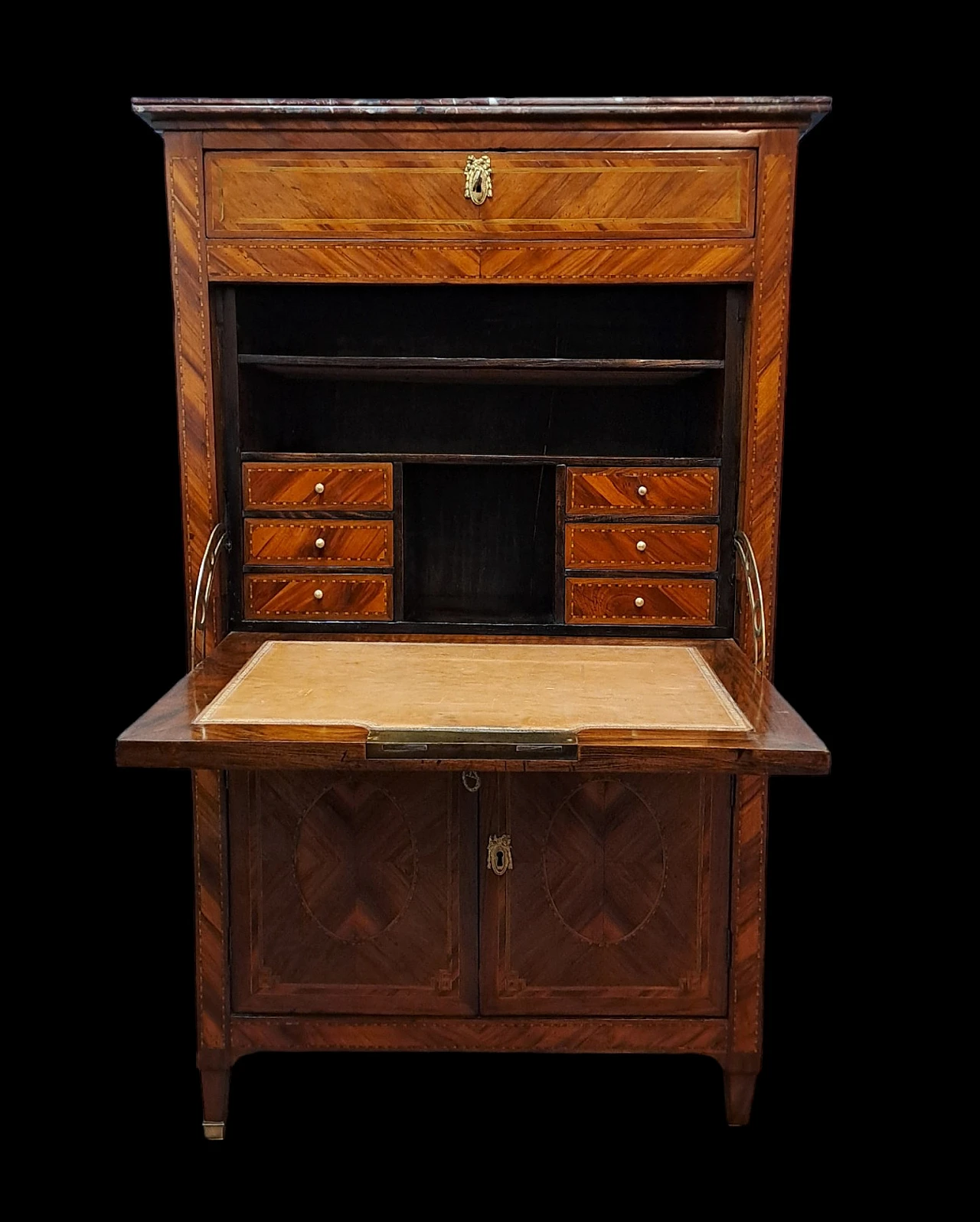 Secretaire Louis XVI panelled in bois de rose and rosewood 10