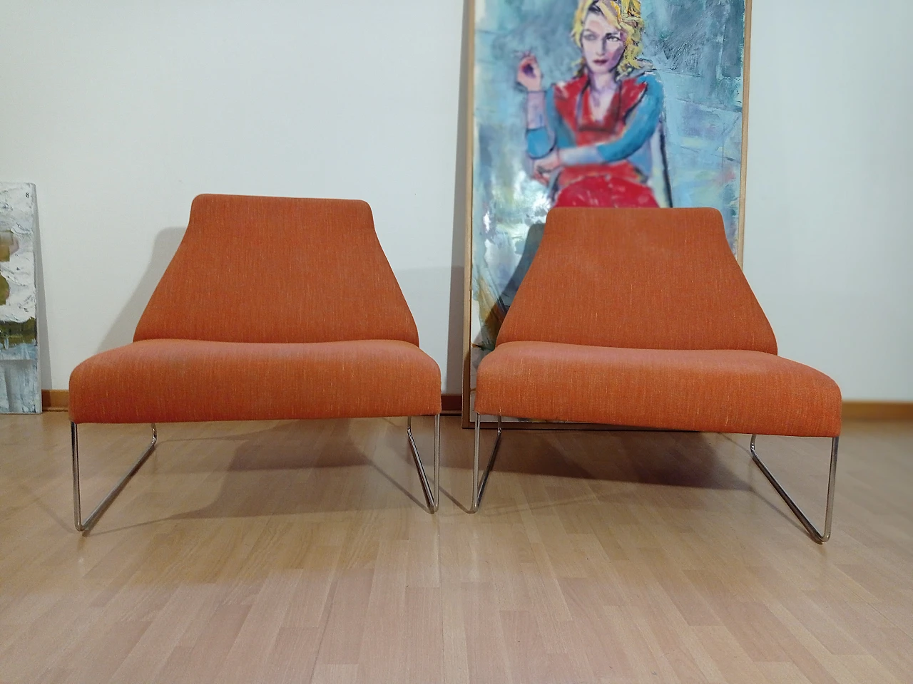Pair of Lazy 05 fabric armchairs by P. Urquiola for B&B Italia 1