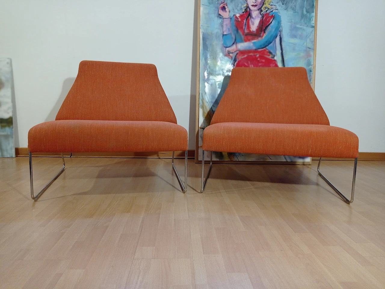 Pair of Lazy 05 fabric armchairs by P. Urquiola for B&B Italia 2