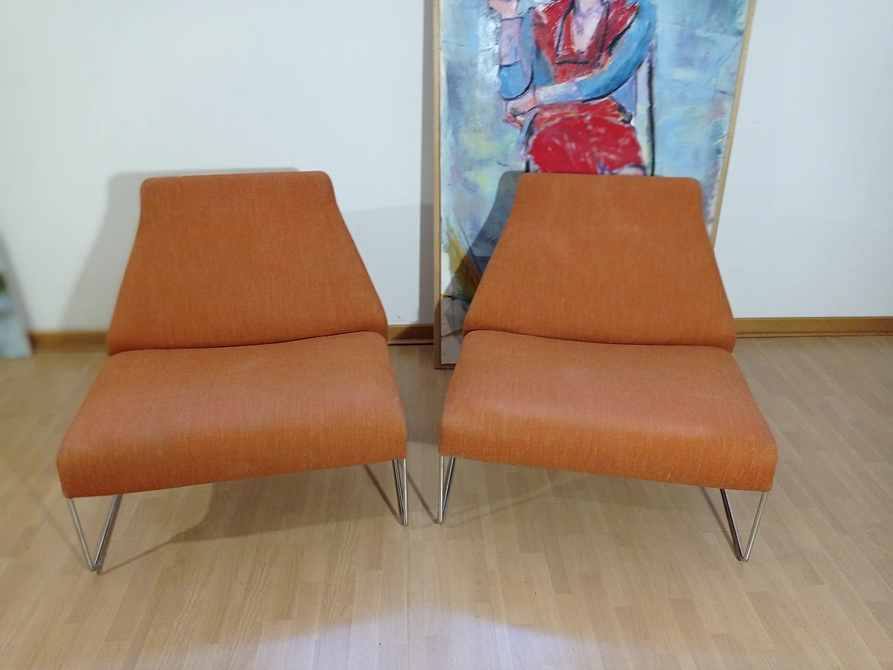 Pair of Lazy 05 fabric armchairs by P. Urquiola for B&B Italia 3