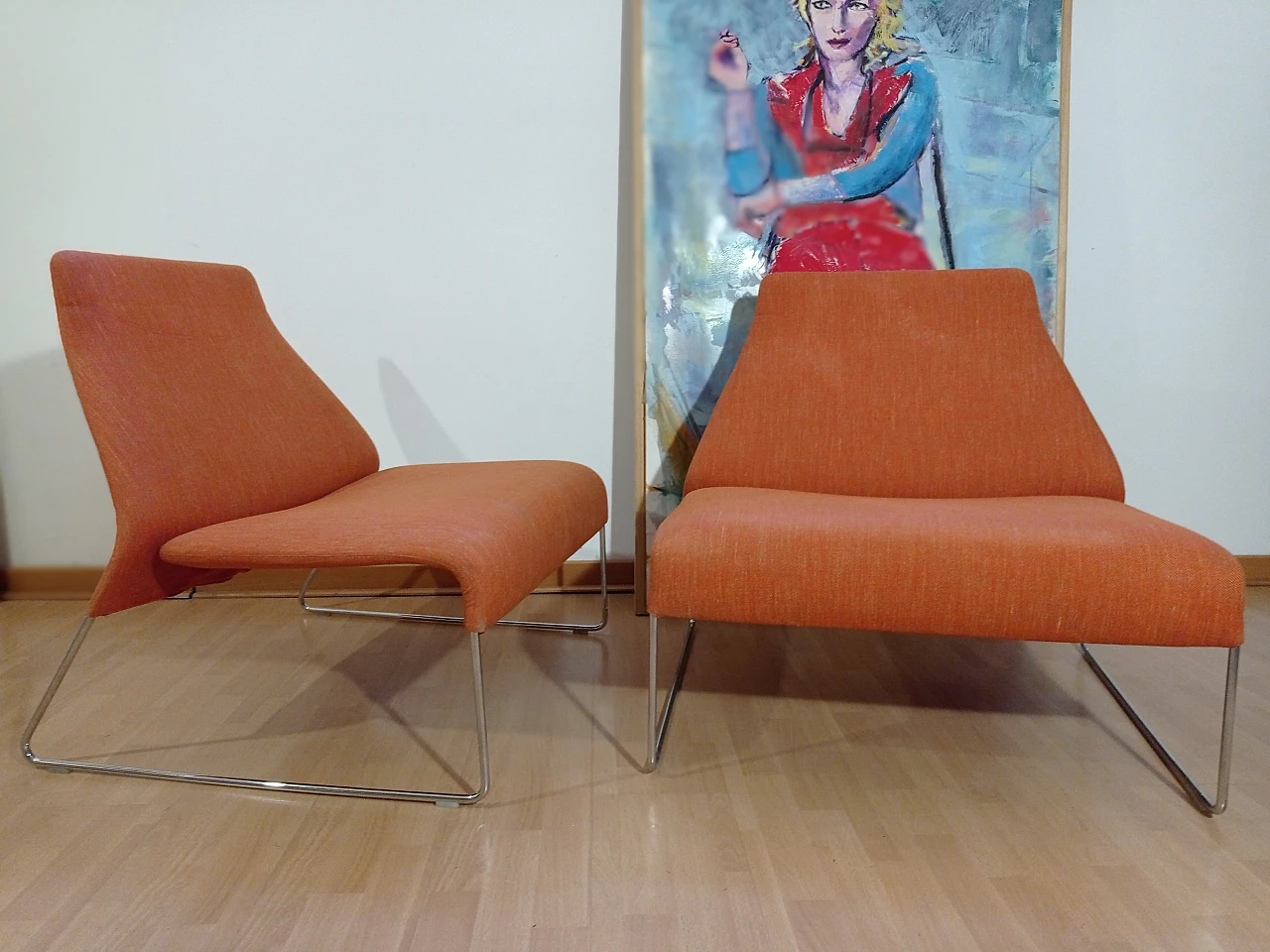 Pair of Lazy 05 fabric armchairs by P. Urquiola for B&B Italia 4