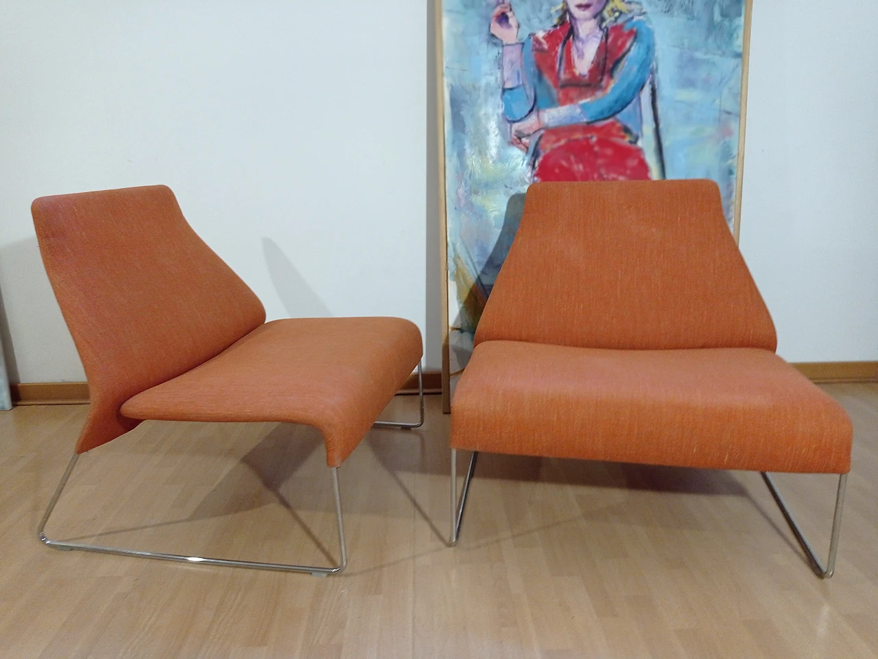 Pair of Lazy 05 fabric armchairs by P. Urquiola for B&B Italia 5