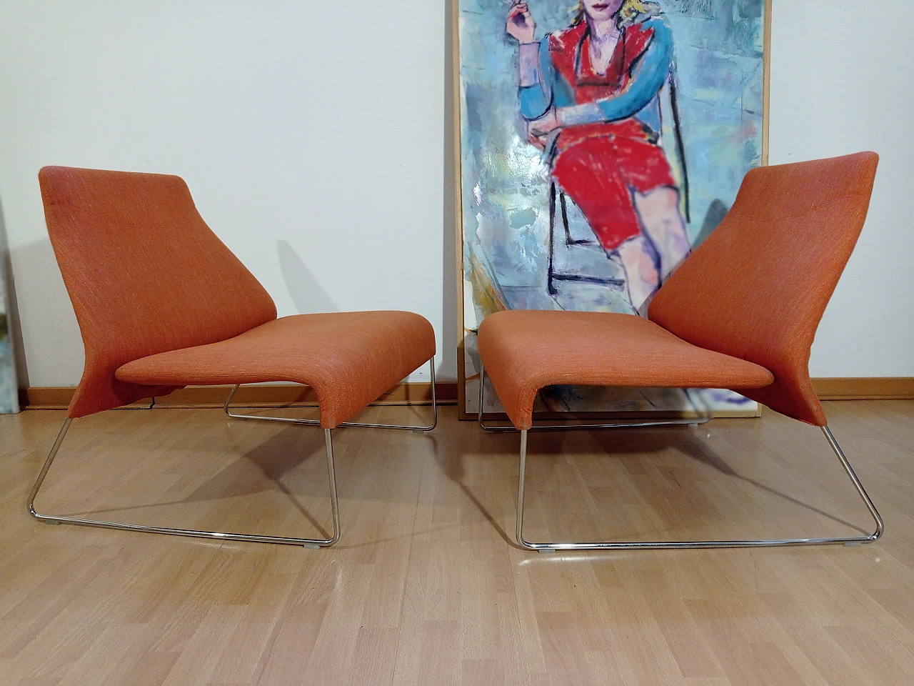 Pair of Lazy 05 fabric armchairs by P. Urquiola for B&B Italia 6