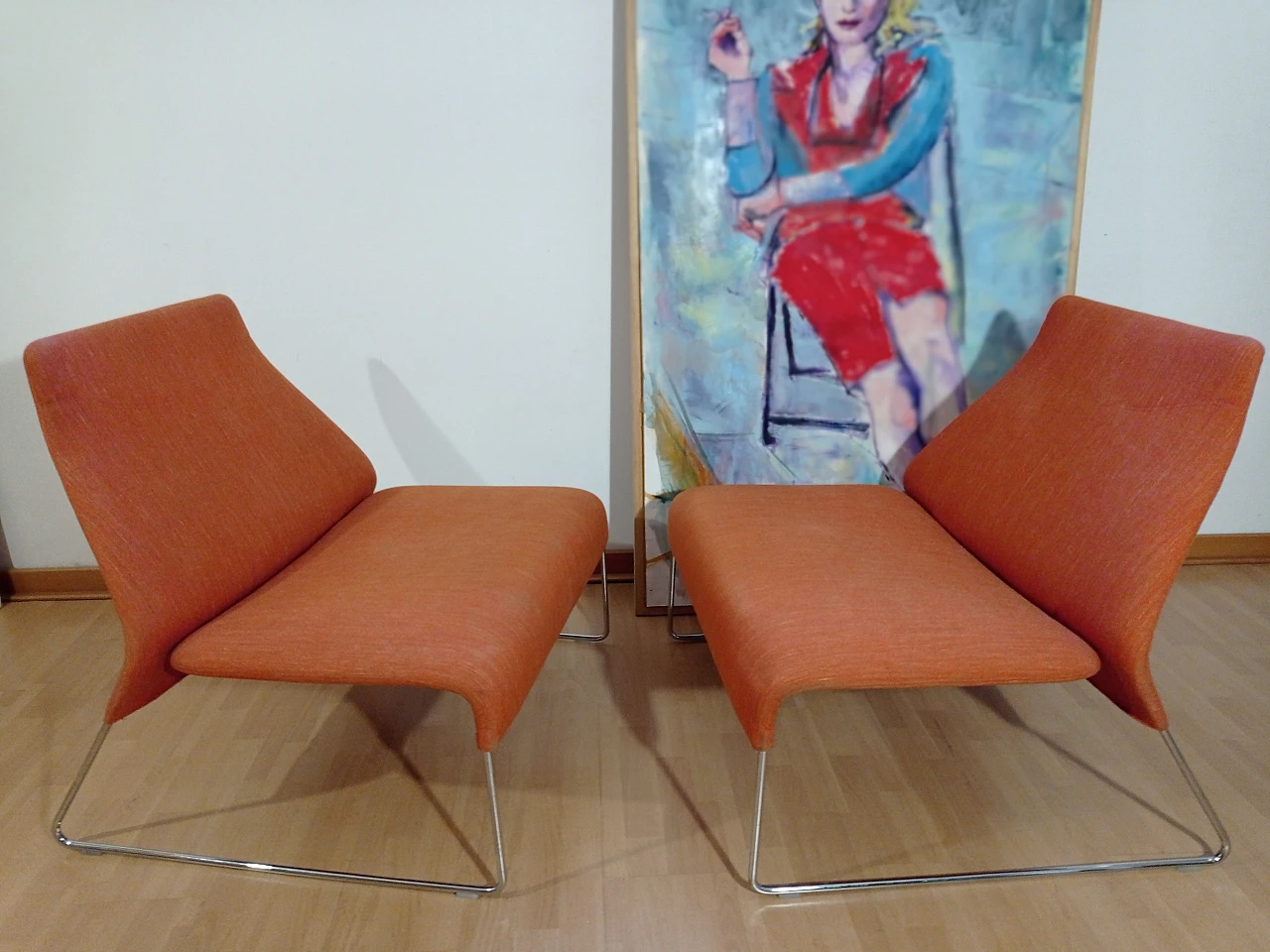 Pair of Lazy 05 fabric armchairs by P. Urquiola for B&B Italia 8
