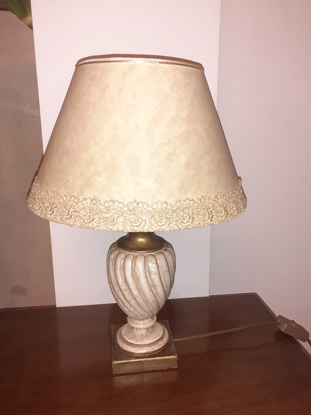 Table lamp with turned ceramic base, 2000s 1