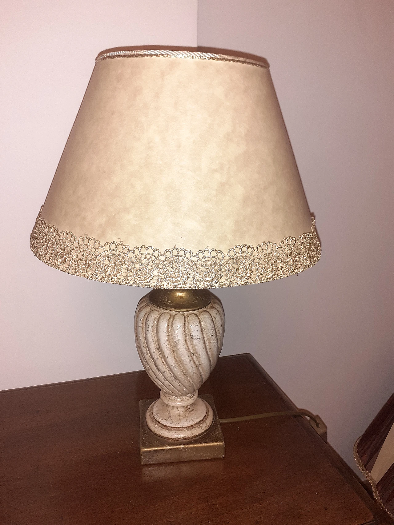 Table lamp with turned ceramic base, 2000s 2