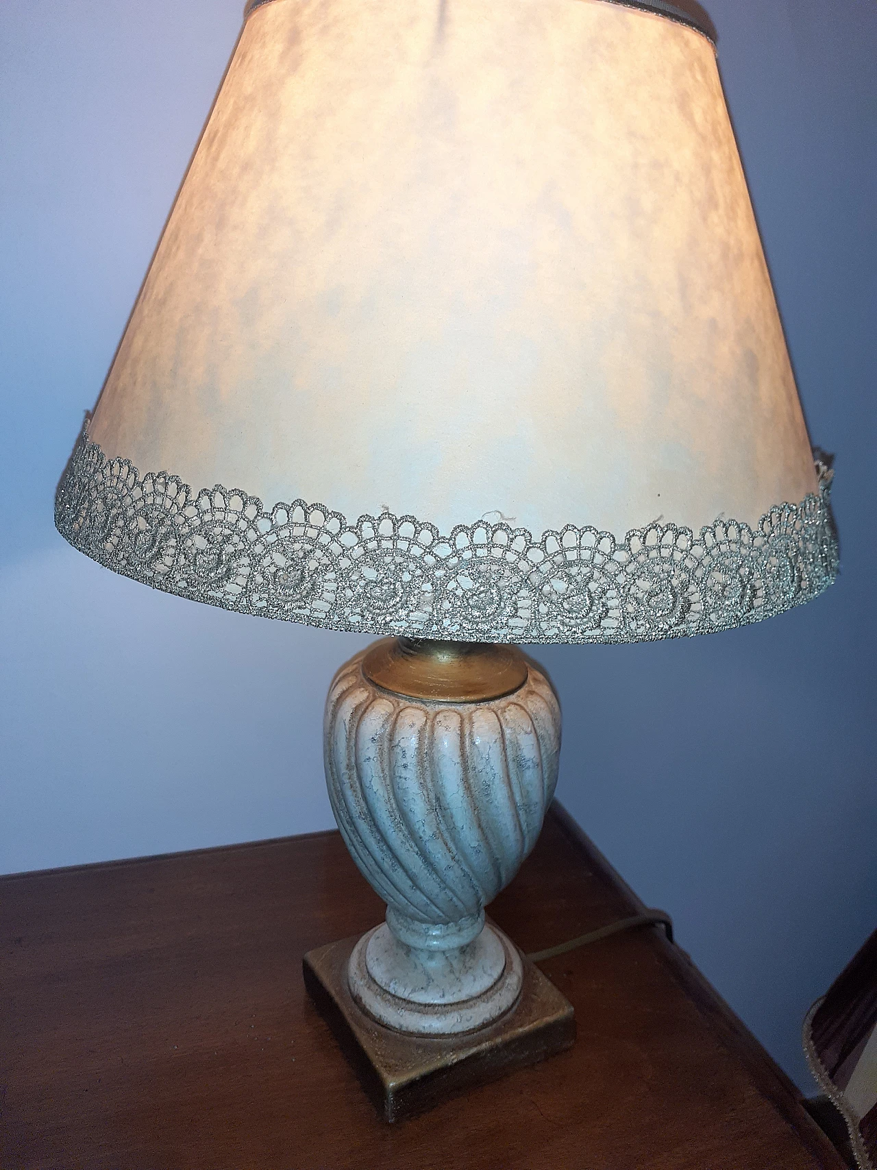 Table lamp with turned ceramic base, 2000s 4