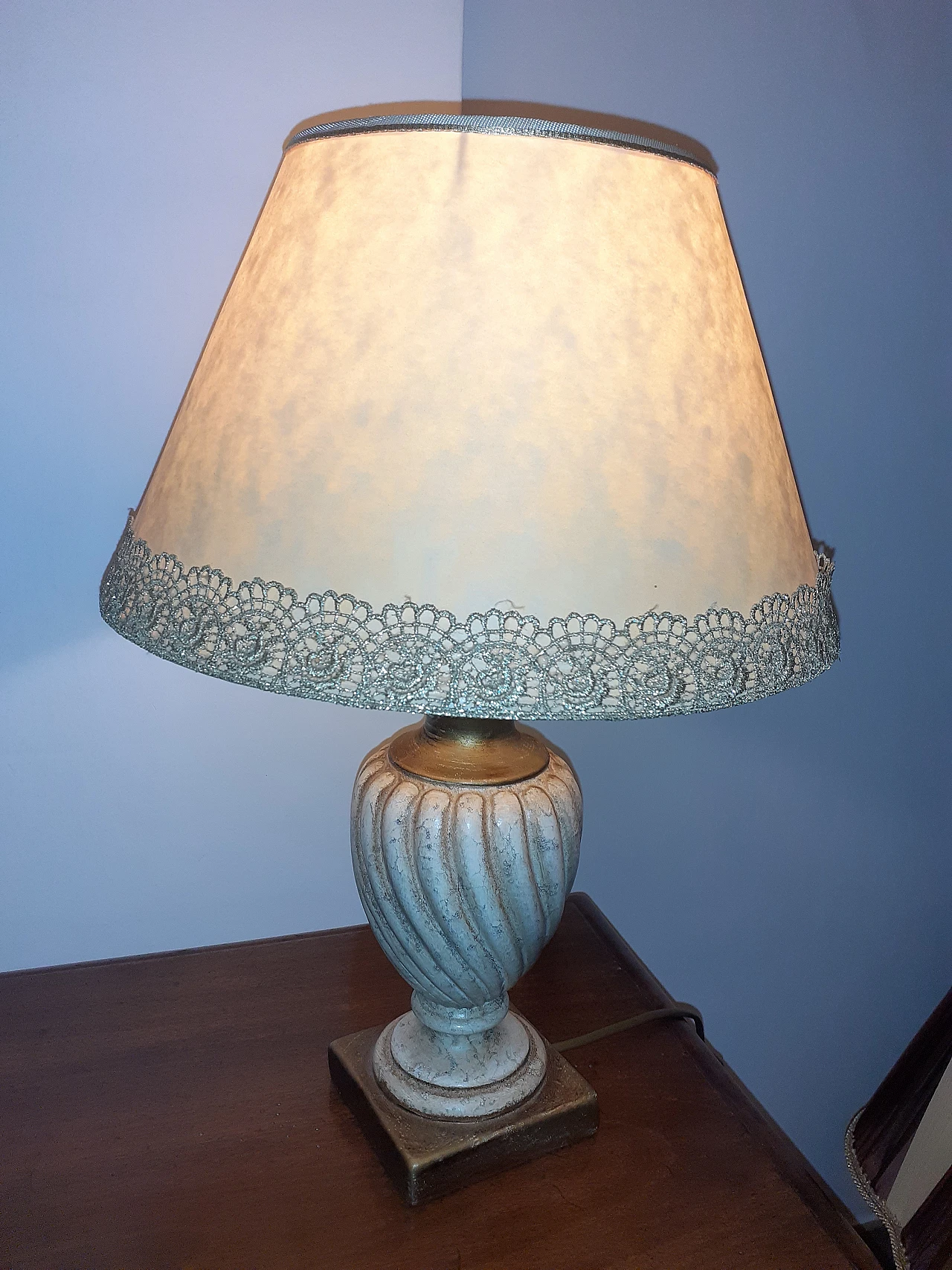 Table lamp with turned ceramic base, 2000s 5