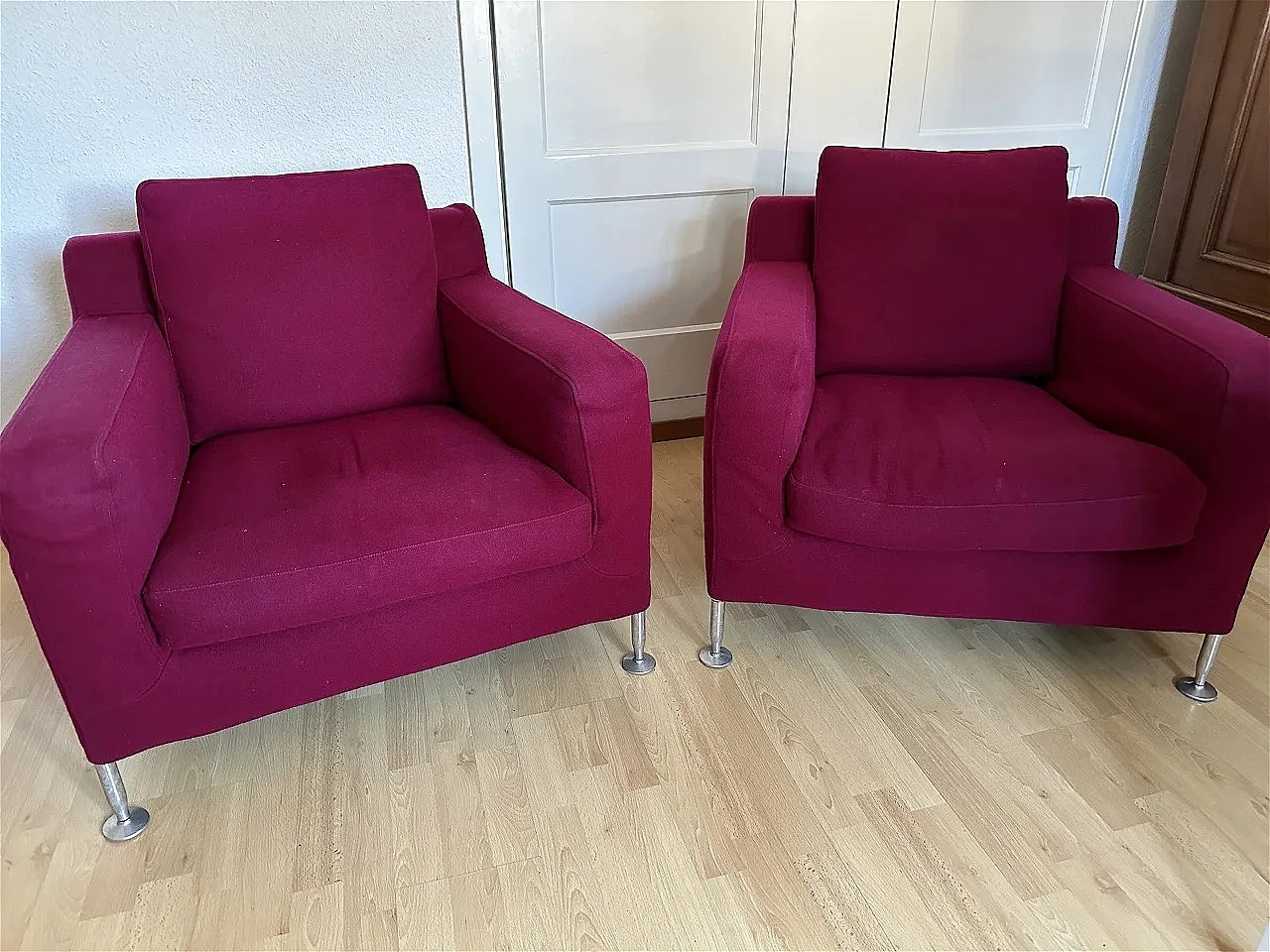 Pair of Harry armchairs in Maxalto wool by A. Citterio for B&B Italia 1