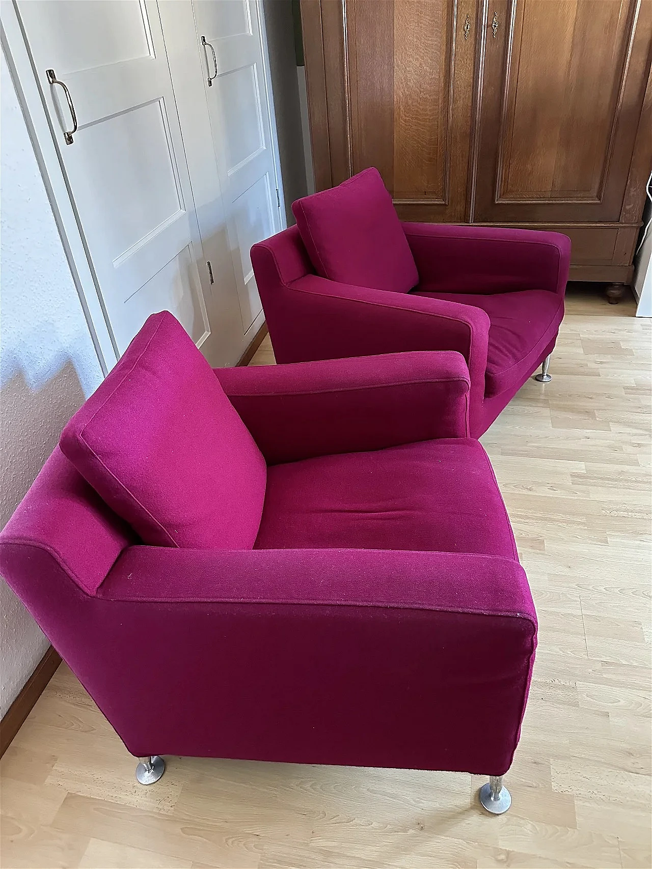 Pair of Harry armchairs in Maxalto wool by A. Citterio for B&B Italia 2