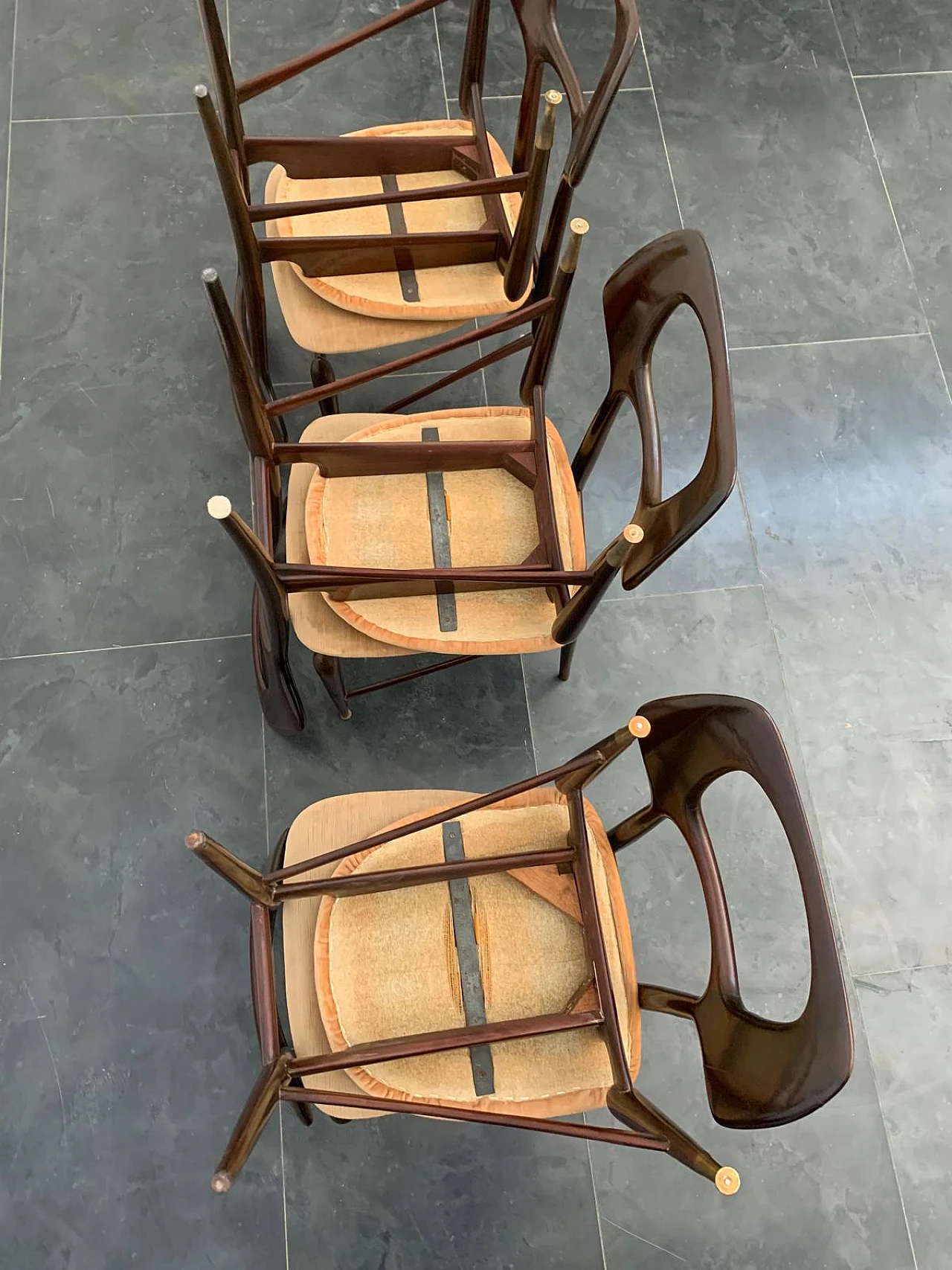 6 Mahogany chairs with brass tips, 1950s 16