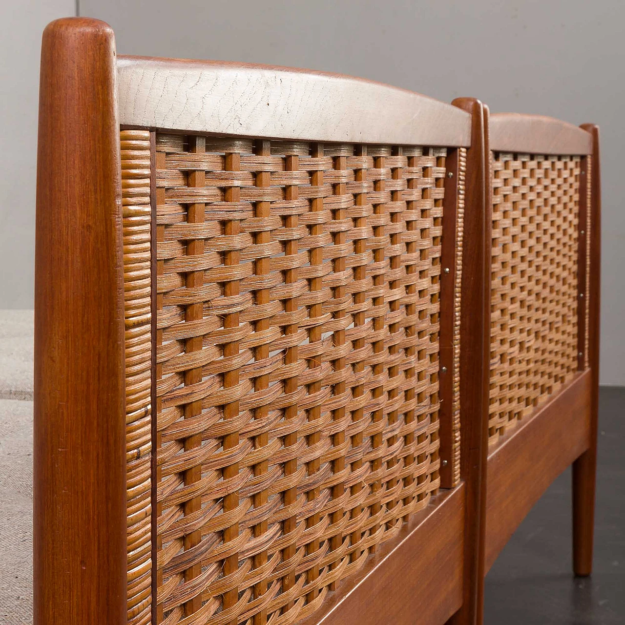 Daybed in teak and rattan attributed to Kai Winding, 1950s 6