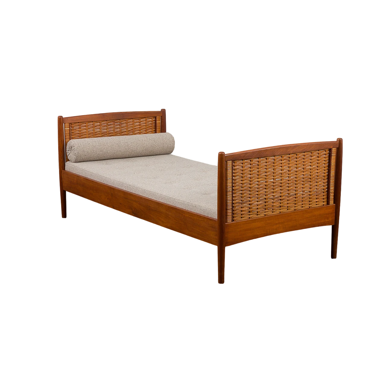 Daybed in teak and rattan attributed to Kai Winding, 1950s 13