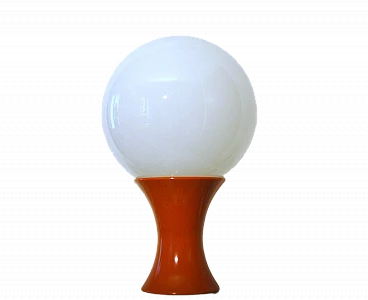 Lampada da tavolo in metallo arancione e vetro di Stilnovo, anni '60