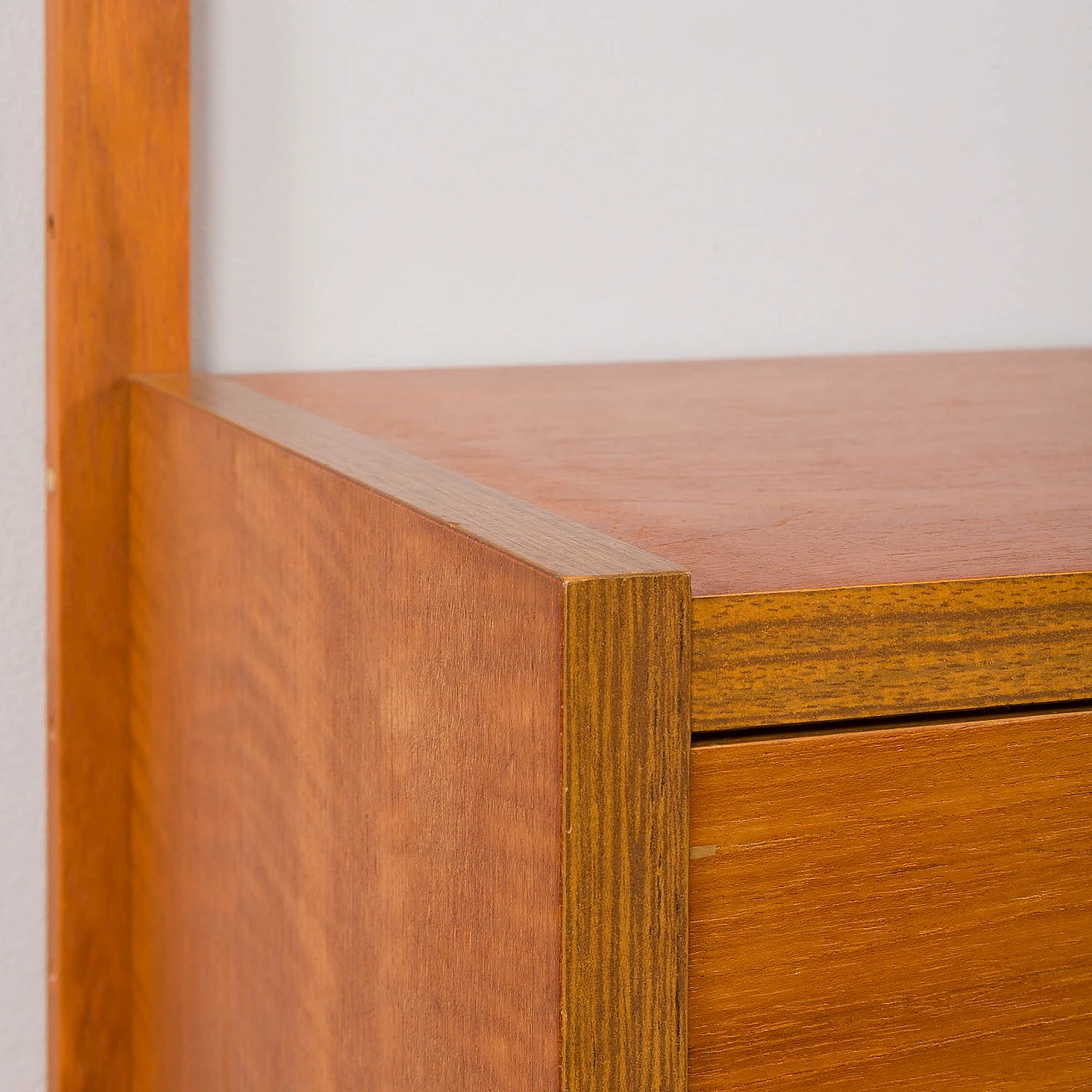 Teak wall console with drawers & bookshelves in Cadovius style, 1960s 1