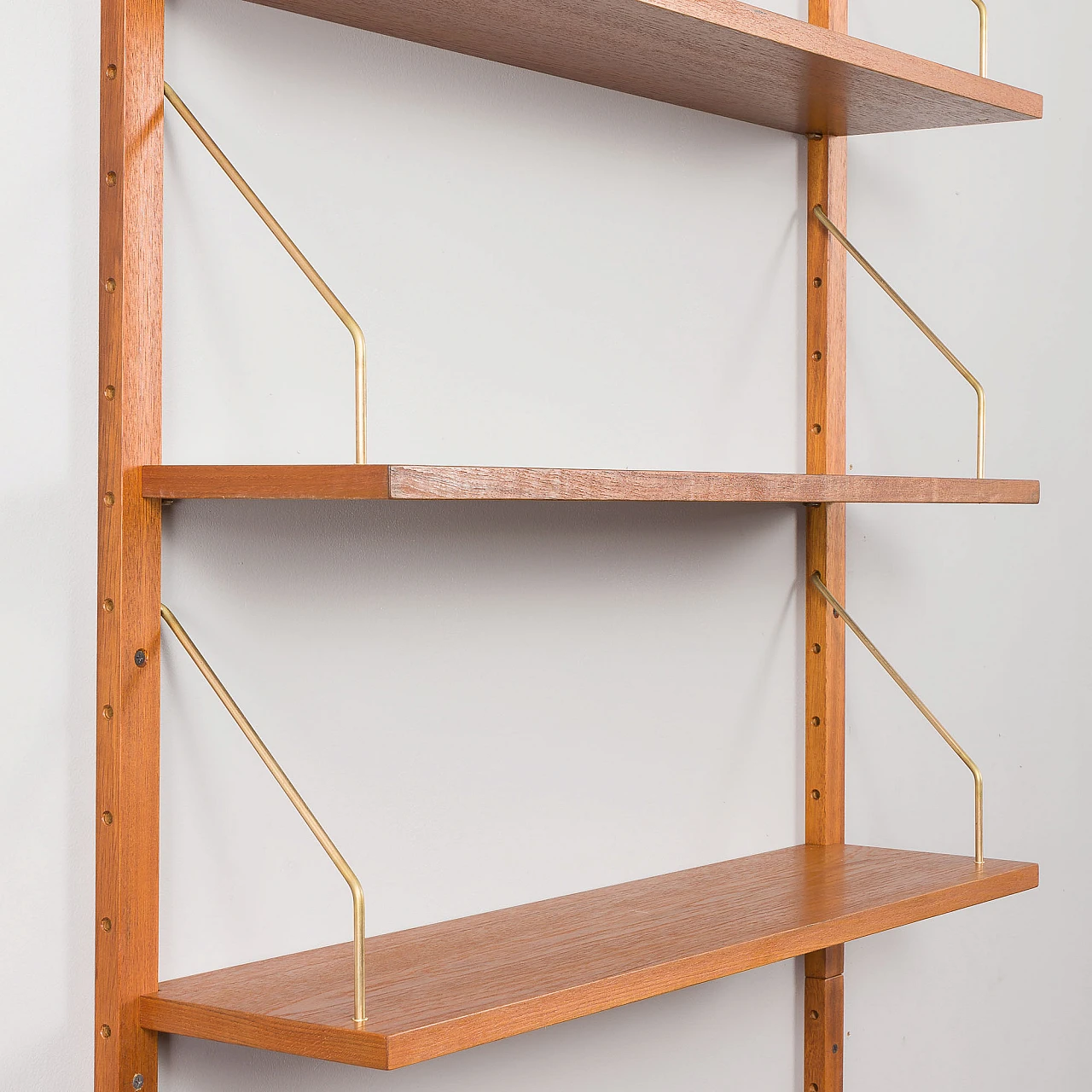 Teak wall console with drawers & bookshelves in Cadovius style, 1960s 4