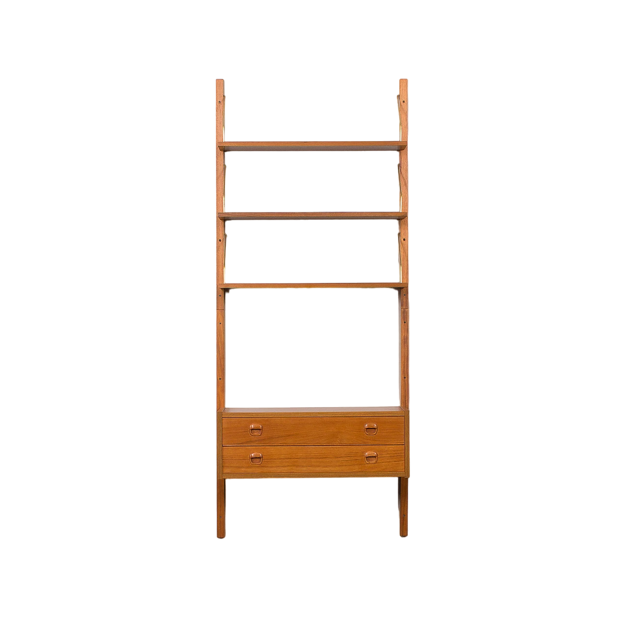 Teak wall console with drawers & bookshelves in Cadovius style, 1960s 16