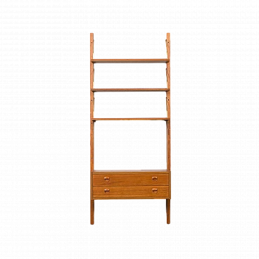 Teak wall console with drawers & bookshelves in Cadovius style, 1960s
