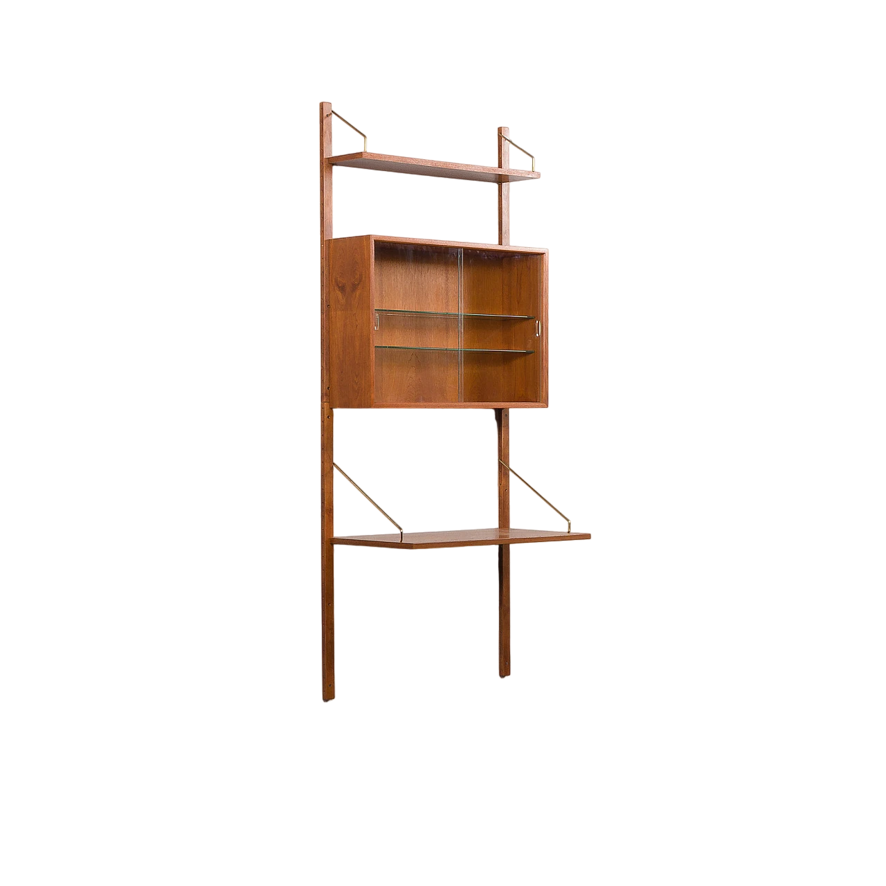 Teak wall unit with desk & showcase by Poul Cadovius, 1960s 14