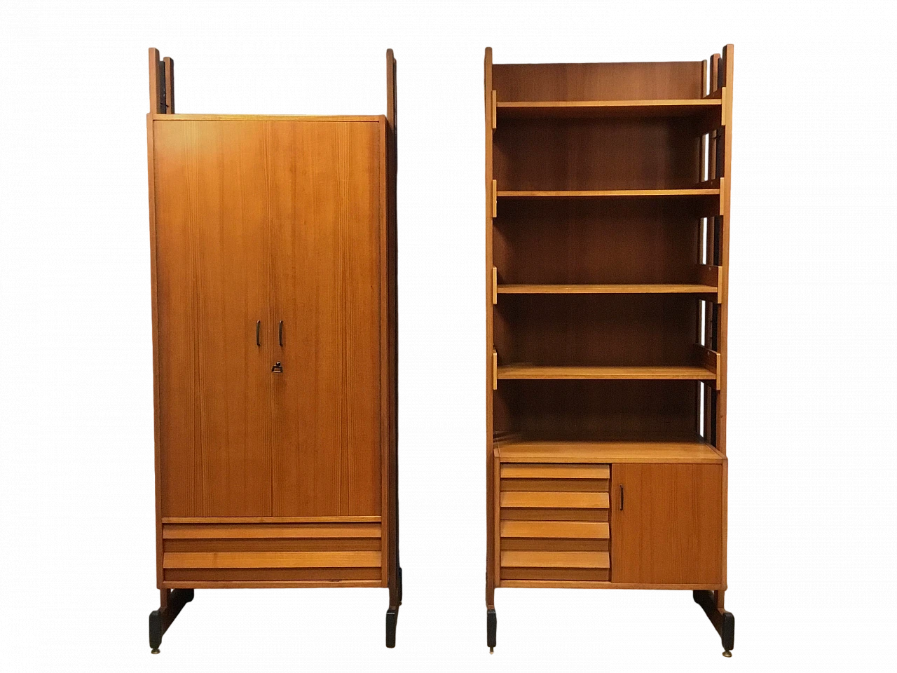 Scandinavian style teak and black lacquered metal bookcase, 1960s 19