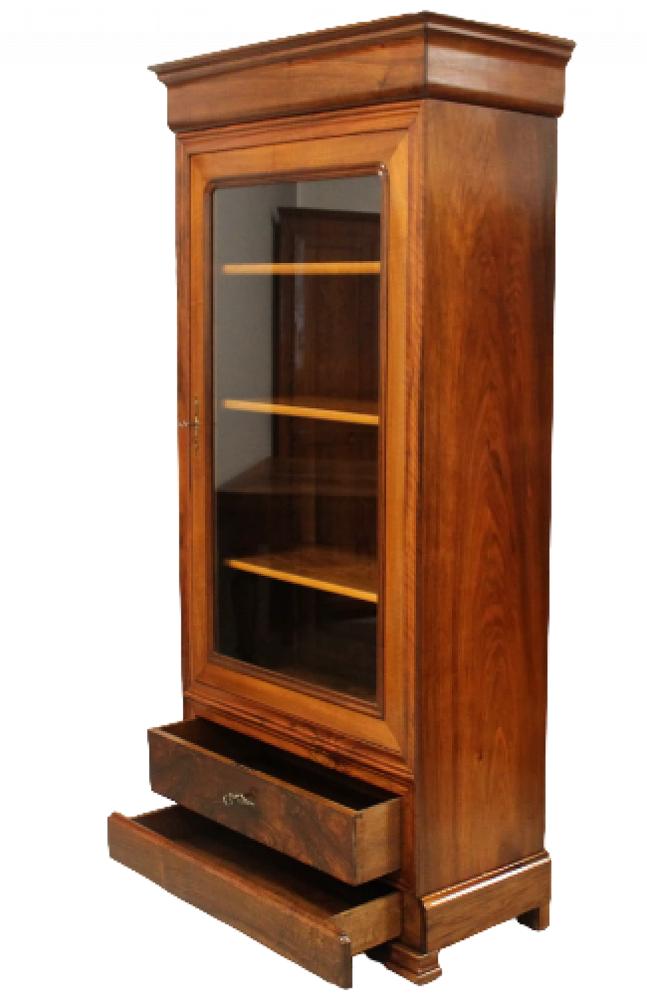 Capuchin bookcase in walnut & glass, 19th century 9