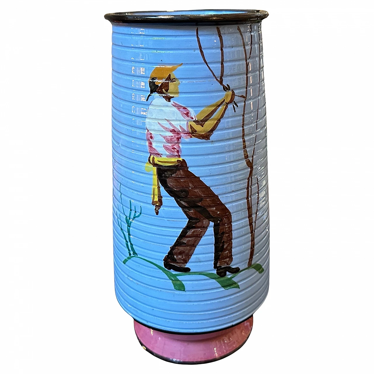 Hand-painted terracotta vase in Art Deco style, 1930s 1