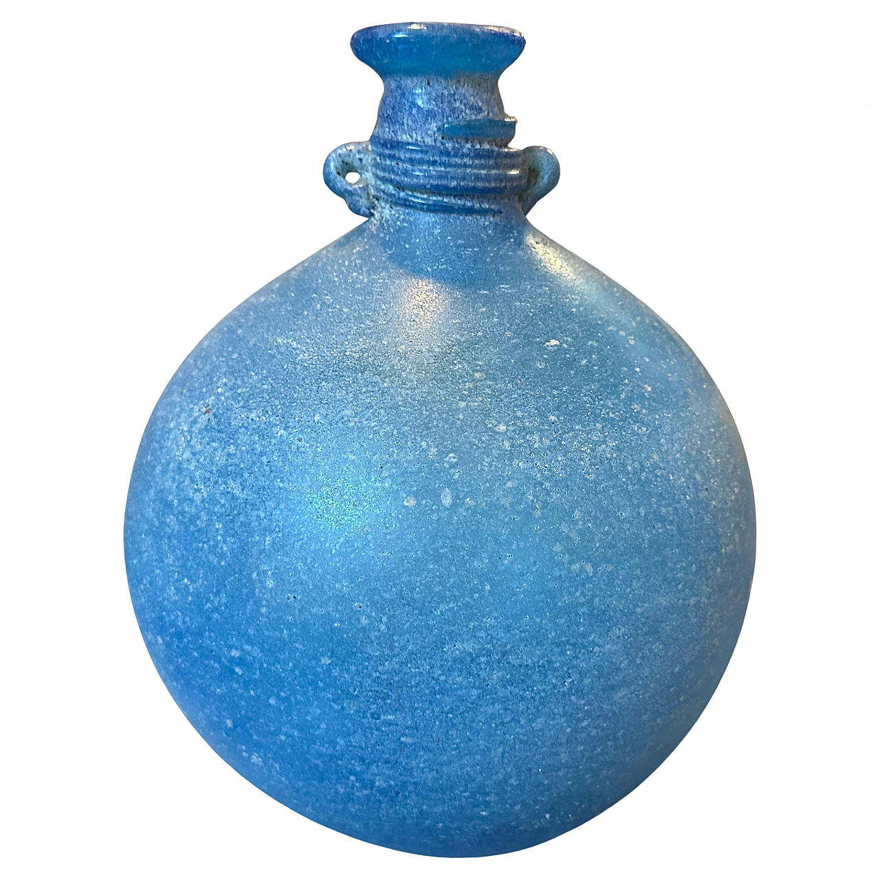 Blue scavo Murano glass vase attributed to Cenedese, 1960s 1