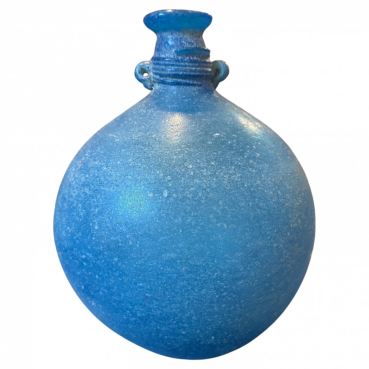 Blue scavo Murano glass vase attributed to Cenedese, 1960s 2