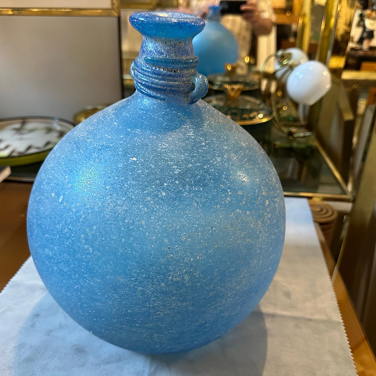 Blue scavo Murano glass vase attributed to Cenedese, 1960s 3