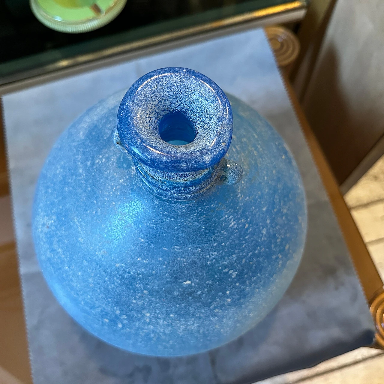 Blue scavo Murano glass vase attributed to Cenedese, 1960s 8