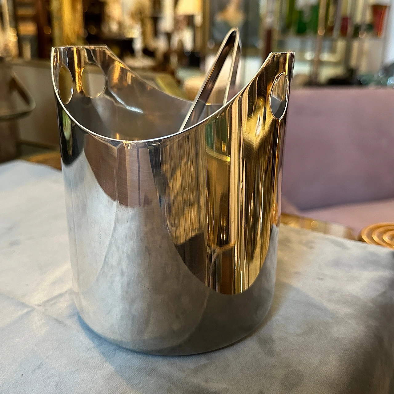 Ice bucket and tongs by Lino Sabattini, 1990s 2