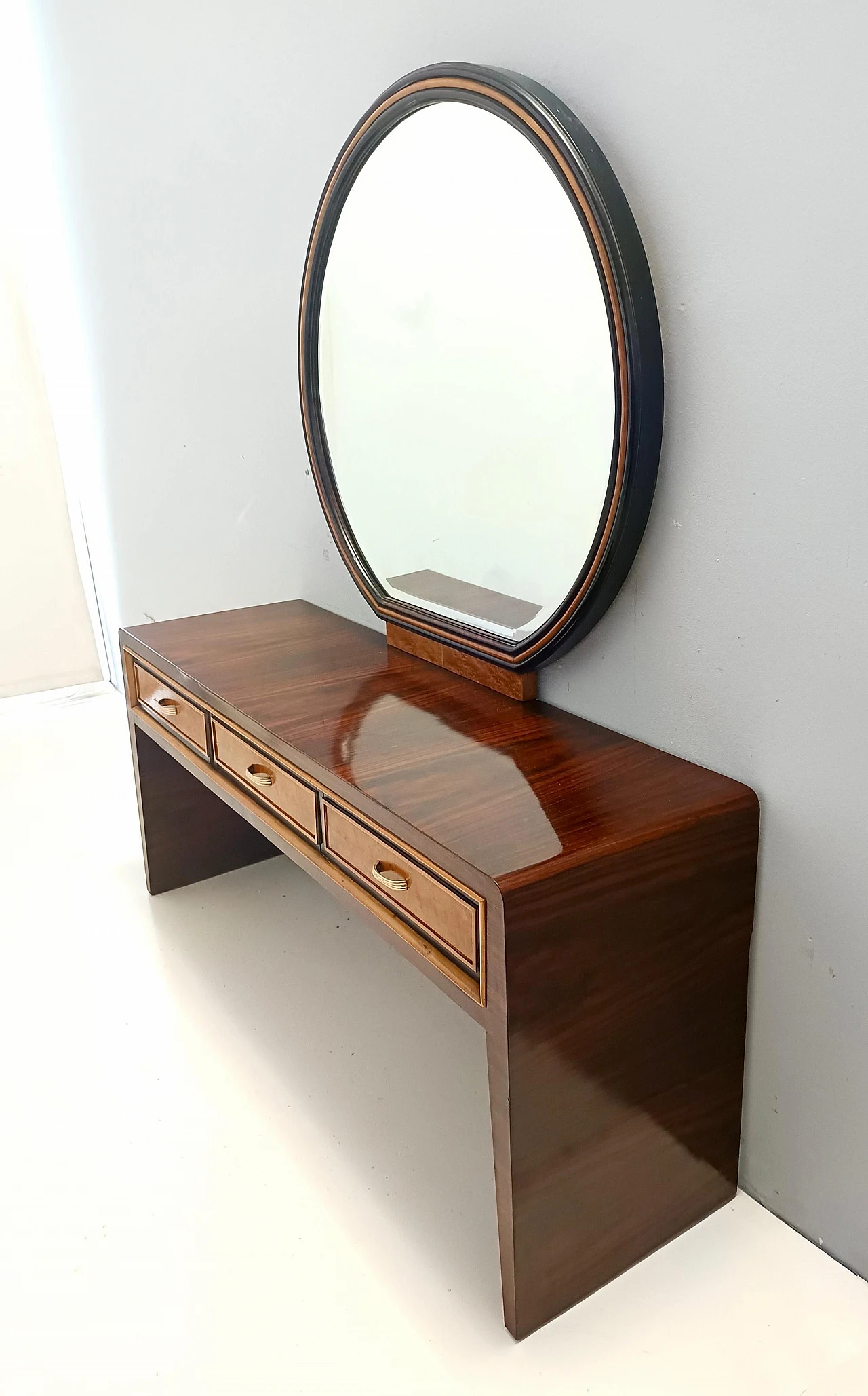 Walnut and birch vanity table attributed to Paolo Buffa, 1950s 6