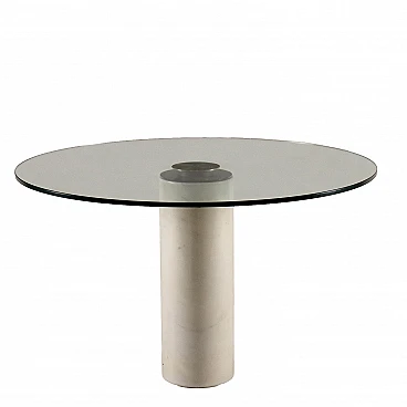 M4 table in white marble and crystal by Angelo Mangiarotti for Skipper, 1980s
