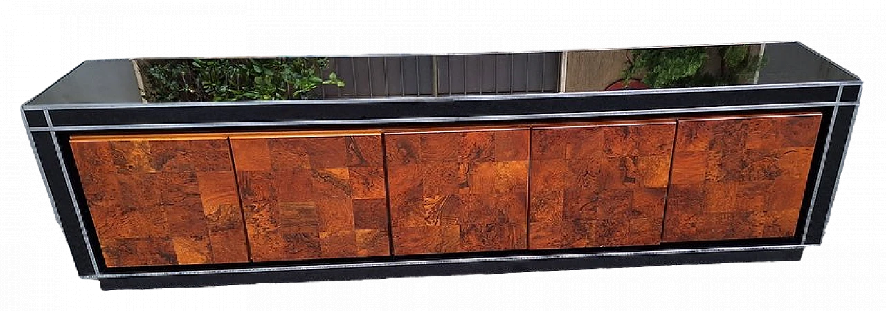 Credenza in legno, radica e metallo di G. Gorgoni per Turri, anni '70 9