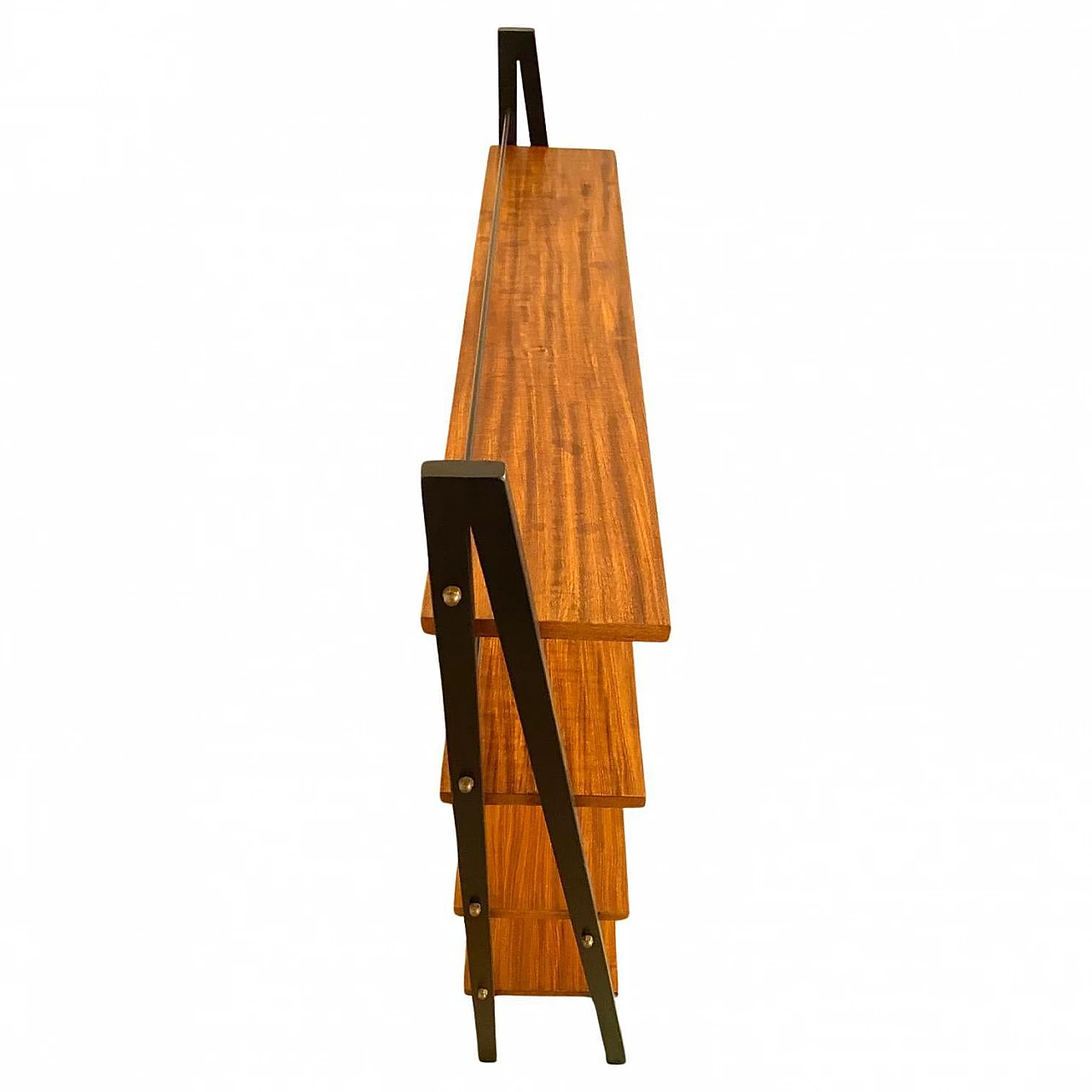 Bookcase with black iron tubular frame and teak, 1960s 5