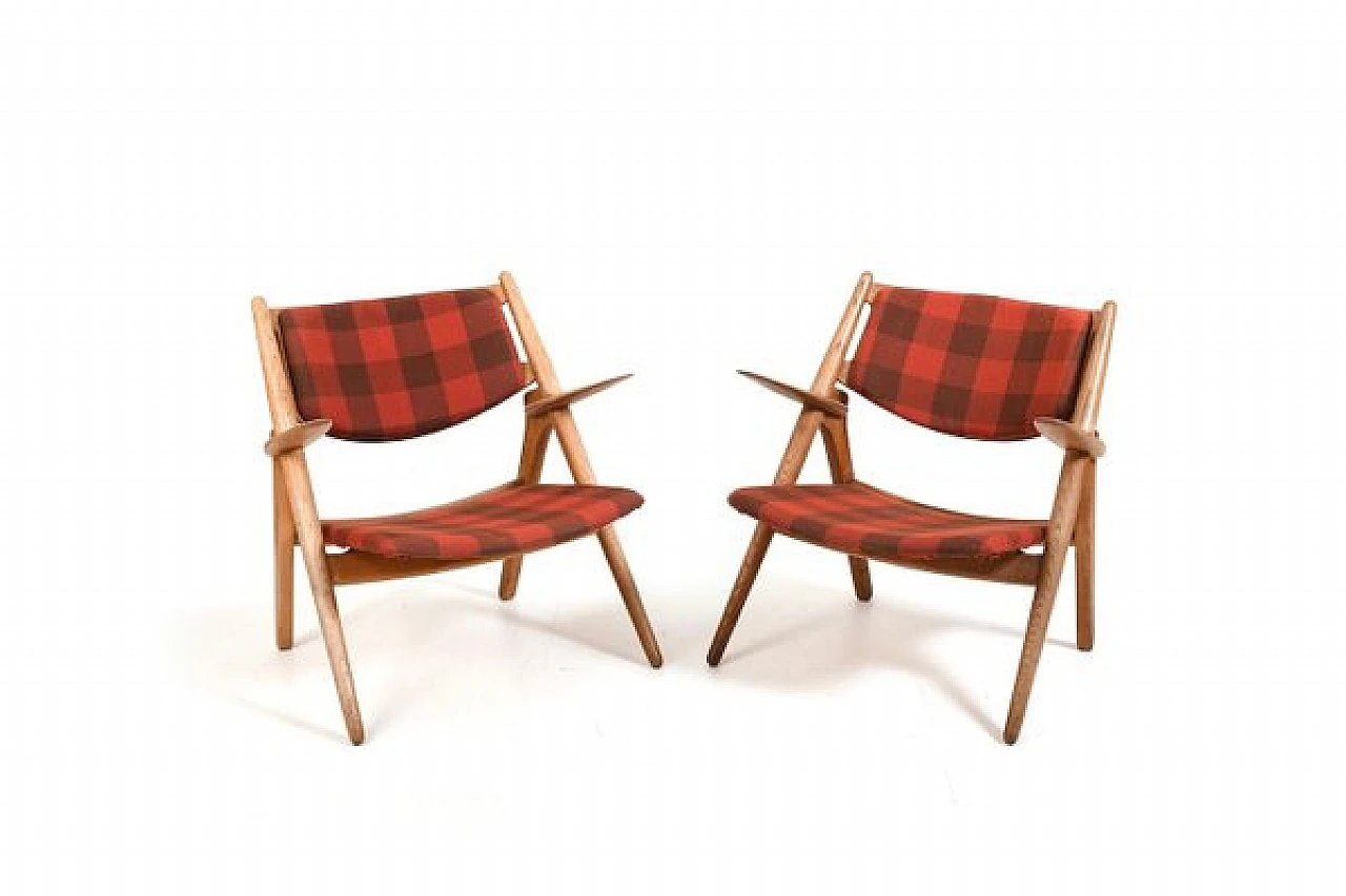 Pair of armchairs CH-28 by H. J. Wegner for C. Hansen & Son, 1950s 1