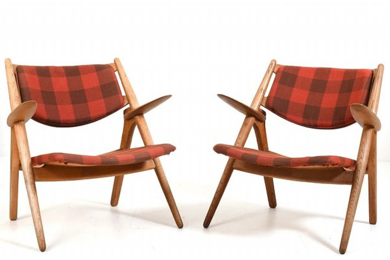 Pair of armchairs CH-28 by H. J. Wegner for C. Hansen & Son, 1950s 2