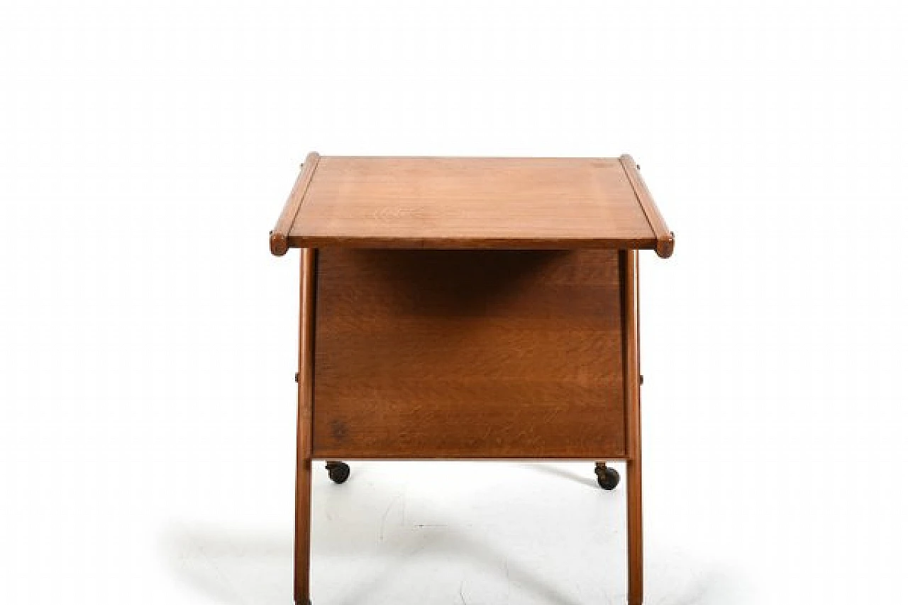 Danish patinated oak service cart, 1950s 6