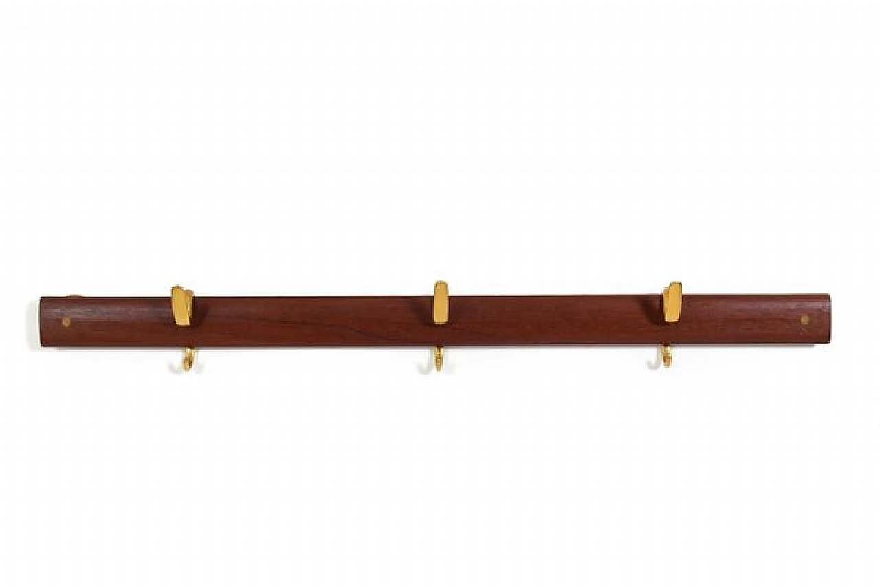 Teak and brass coat hanger by Carl Auböck, 1950s 1