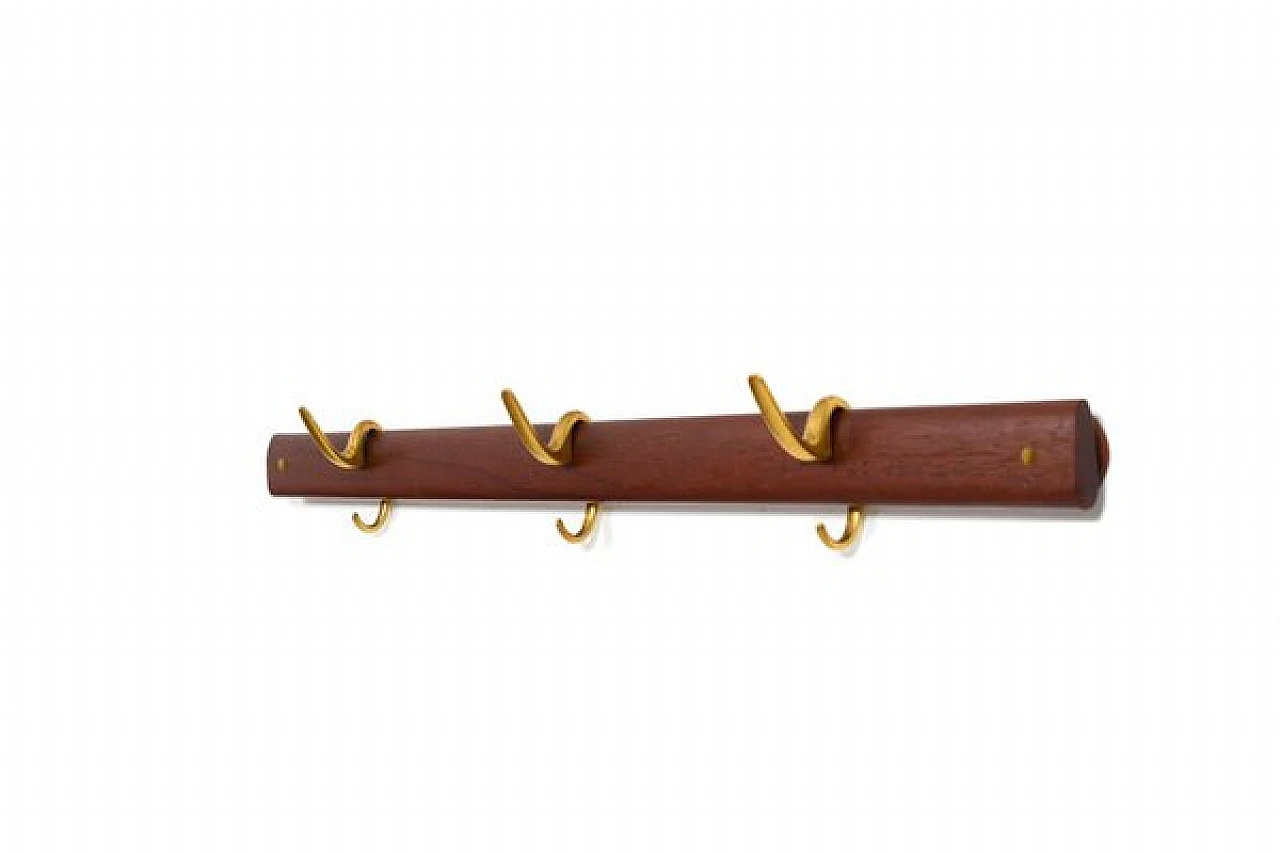 Teak and brass coat hanger by Carl Auböck, 1950s 2