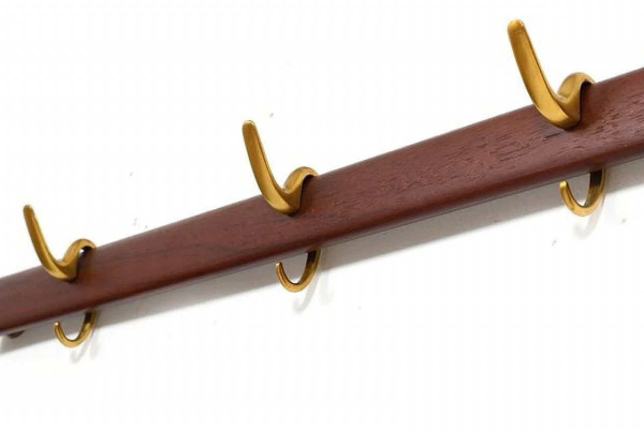 Teak and brass coat hanger by Carl Auböck, 1950s 3