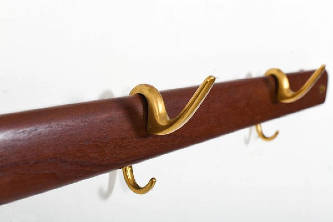 Teak and brass coat hanger by Carl Auböck, 1950s 5